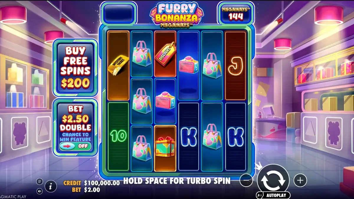 Karakter beruang lucu dalam permainan slot Furry Bonanza Megaways